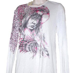 Diesel Big Girls' Taycy Viscose Long Sleeve T-Shirt with Animal Print  size 16 y